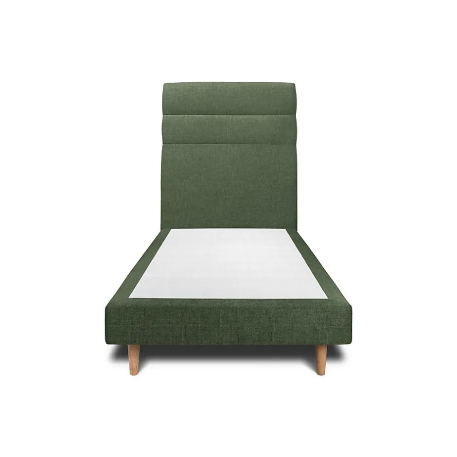 Sommeil De Plomb Lit avec tête de lit lignes tissu et sommier tapissier - Lit en bois massif