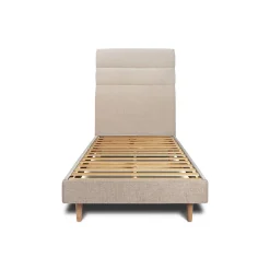 Sommeil De Plomb Lit avec tête de lit lignes tissu et sommier kit - Lit en bois massif Clearance