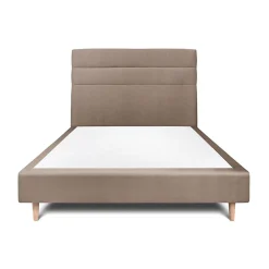 Sommeil De Plomb Lit avec tête de lit lignes velours et sommier tapissier - Lit en bois massif