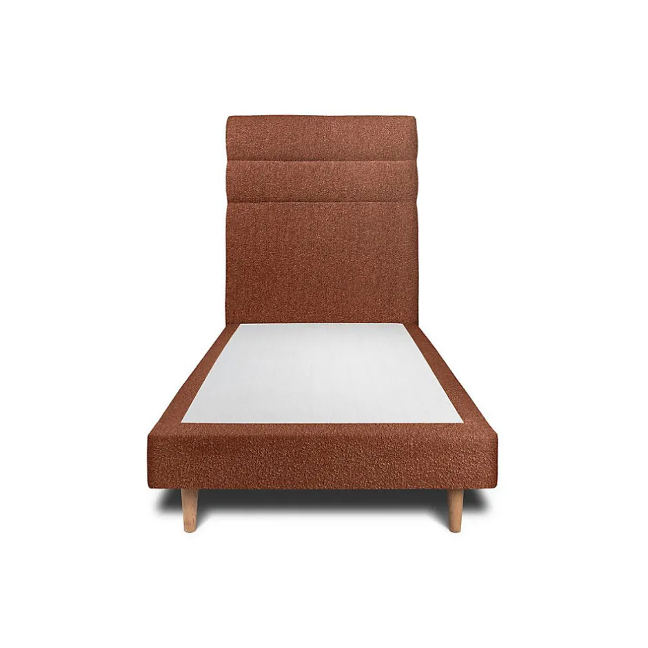 Sommeil De Plomb Lit avec tête de lit lignes bouclette et sommier tapissier - Lit en bois massif