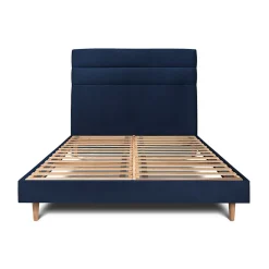 Sommeil De Plomb Lit avec tête de lit lignes velours et sommier kit - Lit en bois massif