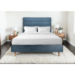 Sommeil De Plomb Lit avec tête de lit lignes bouclette et sommier tapissier - Lit en bois massif Online