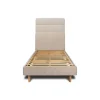 Sommeil De Plomb Lit avec tête de lit lignes tissu et sommier kit - Lit en bois massif