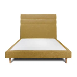 Sommeil De Plomb Lit avec tête de lit lignes tissu et sommier tapissier - Lit en bois massif