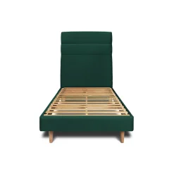 Sommeil De Plomb Lit avec tête de lit lignes velours et sommier kit - Lit en bois massif