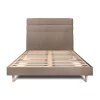 Sommeil De Plomb Lit avec tête de lit lignes velours et sommier kit - Lit en bois massif