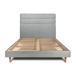 Sommeil De Plomb Lit avec tête de lit lignes bouclette et sommier kit - Lit en bois massif Best