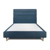 Sommeil De Plomb Lit avec tête de lit lignes tissu et sommier tapissier - Lit en bois massif