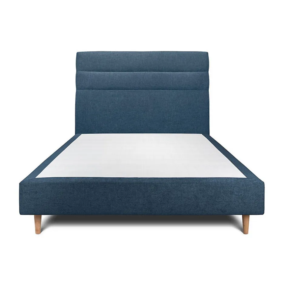 Sommeil De Plomb Lit avec tête de lit lignes tissu et sommier tapissier - Lit en bois massif