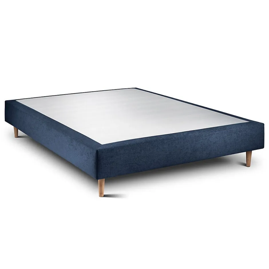 Sommeil De Plomb Lit avec tête de lit lignes tissu et sommier tapissier - Lit en bois massif
