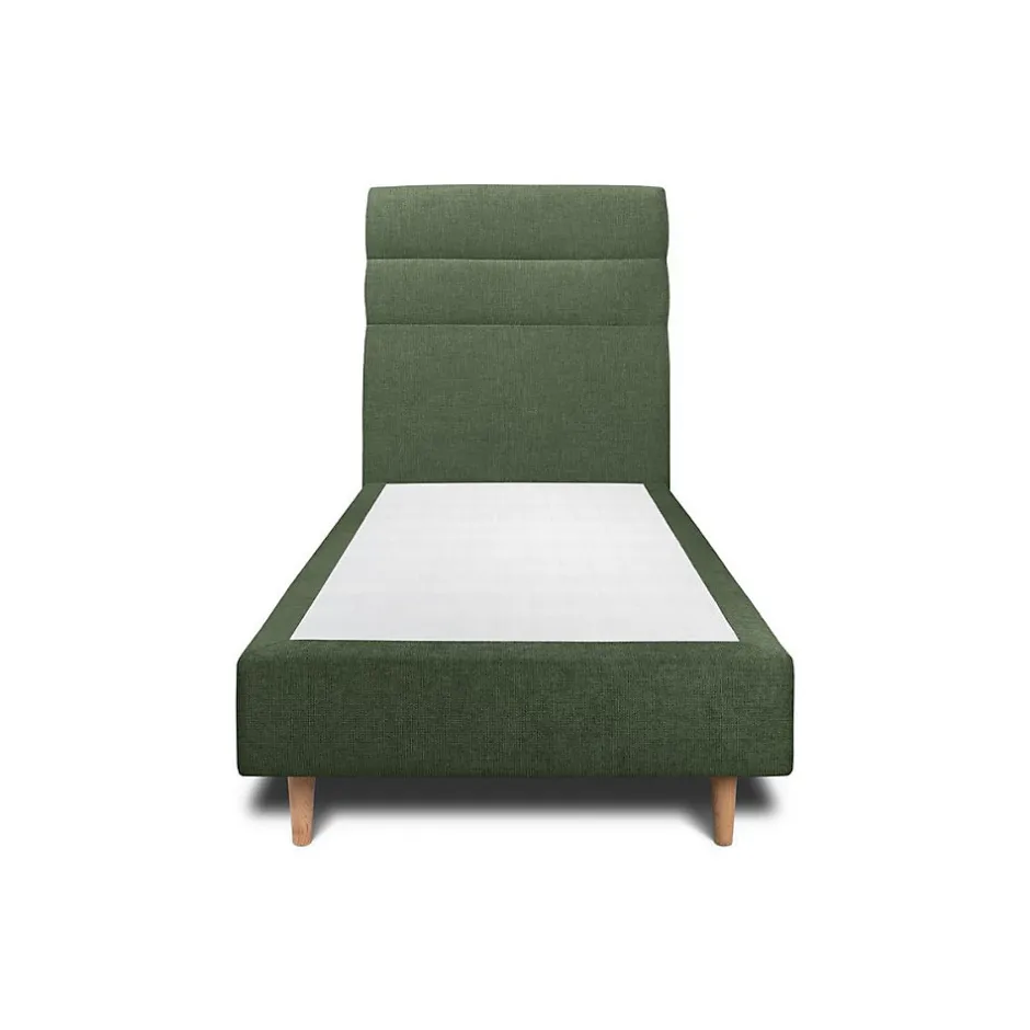 Sommeil De Plomb Lit avec tête de lit lignes tissu et sommier tapissier - Lit en bois massif