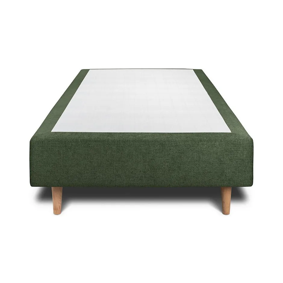 Sommeil De Plomb Lit avec tête de lit lignes tissu et sommier tapissier - Lit en bois massif