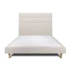 Sommeil De Plomb Lit avec tête de lit lignes tissu et sommier tapissier - Lit en bois massif