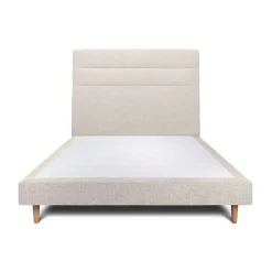 Sommeil De Plomb Lit avec tête de lit lignes tissu et sommier tapissier - Lit en bois massif