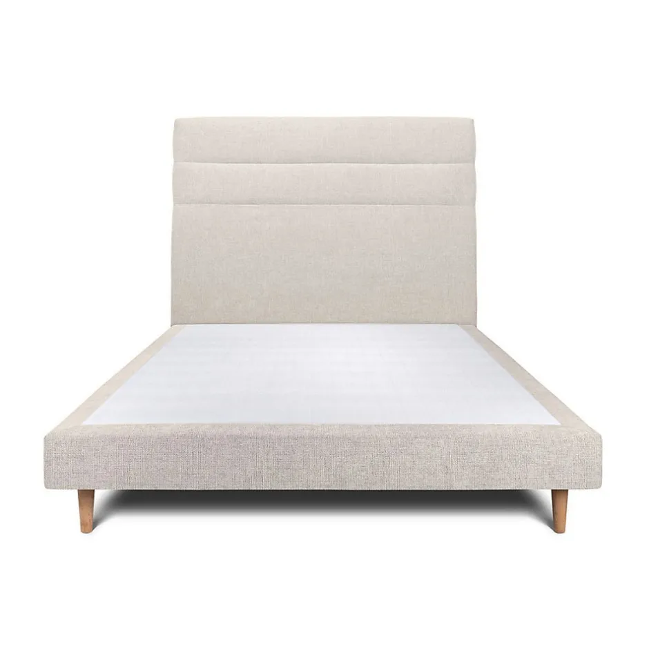 Sommeil De Plomb Lit avec tête de lit lignes tissu et sommier tapissier - Lit en bois massif