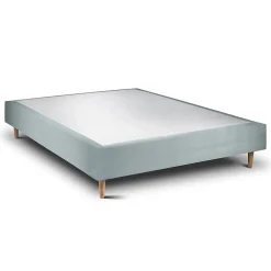 Sommeil De Plomb Lit avec tête de lit lignes velours et sommier tapissier - Lit en bois massif