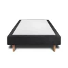 Sommeil De Plomb Lit avec tête de lit lignes tissu et sommier tapissier - Lit en bois massif Sale
