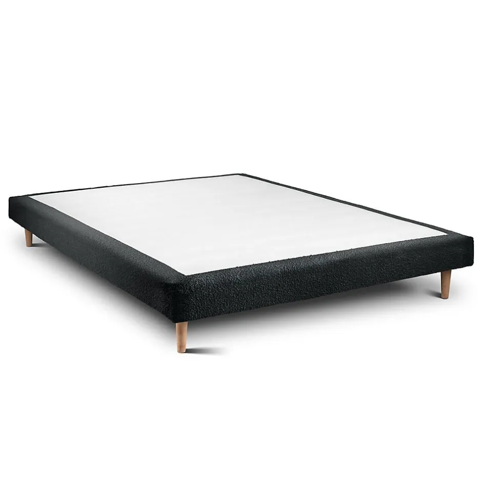 Sommeil De Plomb Lit avec tête de lit lignes bouclette et sommier tapissier - Lit en bois massif New