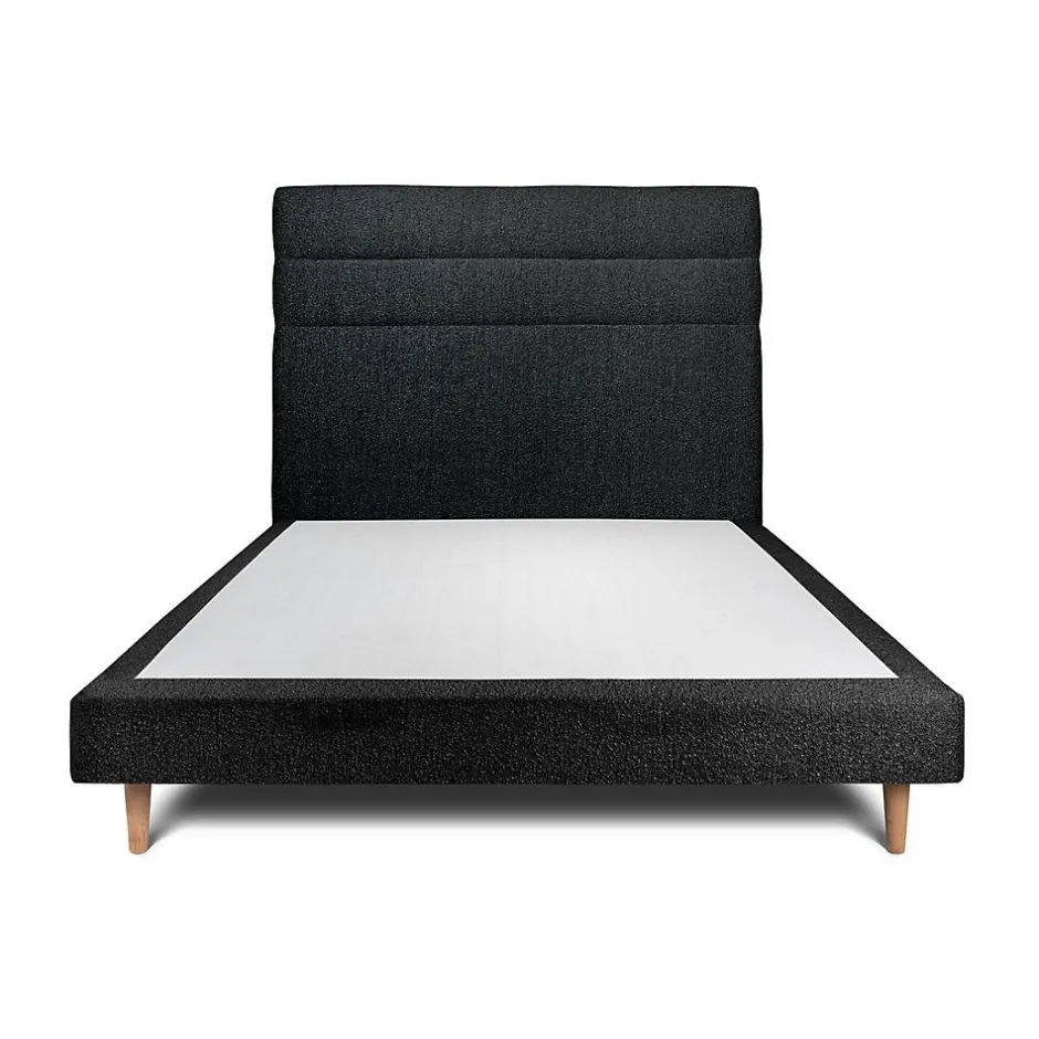 Sommeil De Plomb Lit avec tête de lit lignes bouclette et sommier tapissier - Lit en bois massif New