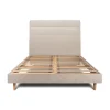 Sommeil De Plomb Lit avec tête de lit lignes tissu et sommier kit - Lit en bois massif