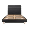 Sommeil De Plomb Lit avec tête de lit lignes tissu et sommier kit - Lit en bois massif