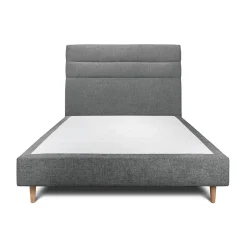Sommeil De Plomb Lit avec tête de lit lignes tissu et sommier tapissier - Lit en bois massif Discount