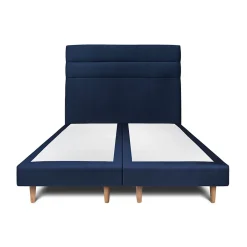 Sommeil De Plomb Lit avec tête de lit lignes velours et sommier tapissier - Lit en bois massif Online