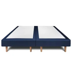 Sommeil De Plomb Lit avec tête de lit lignes velours et sommier tapissier - Lit en bois massif Online