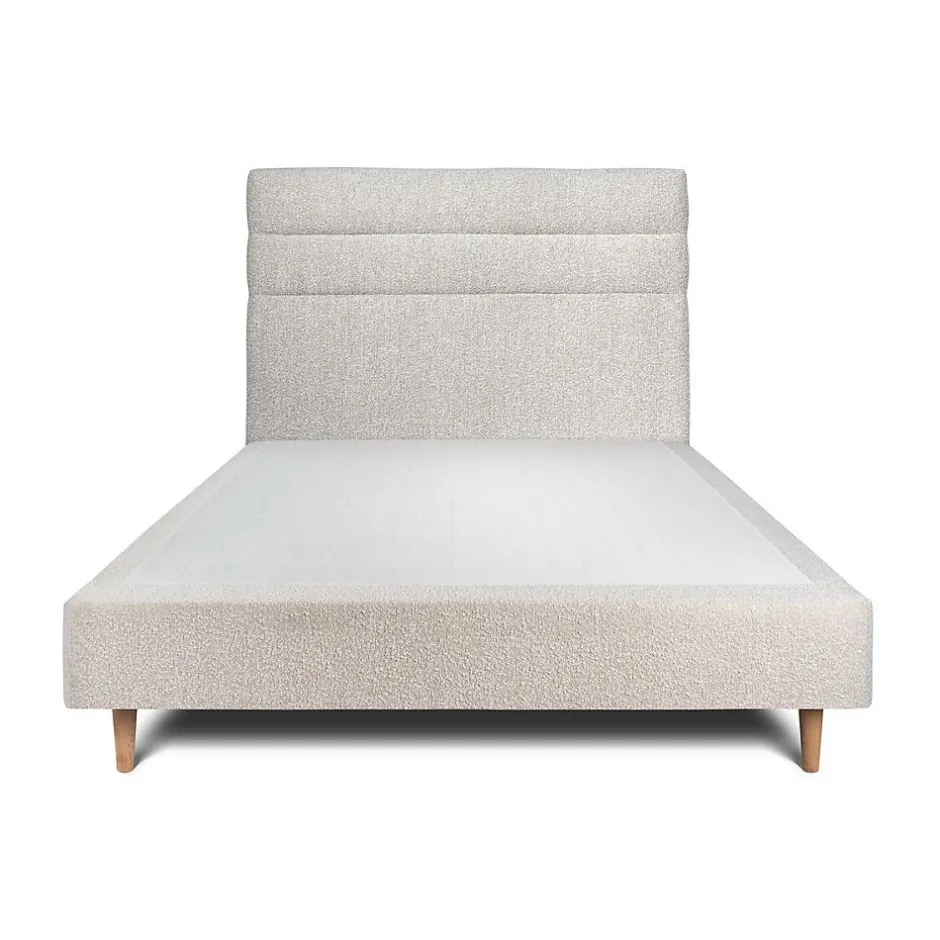 Sommeil De Plomb Lit avec tête de lit lignes bouclette et sommier tapissier - Lit en bois massif
