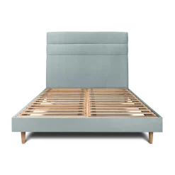Sommeil De Plomb Lit avec tête de lit lignes velours et sommier kit - Lit en bois massif