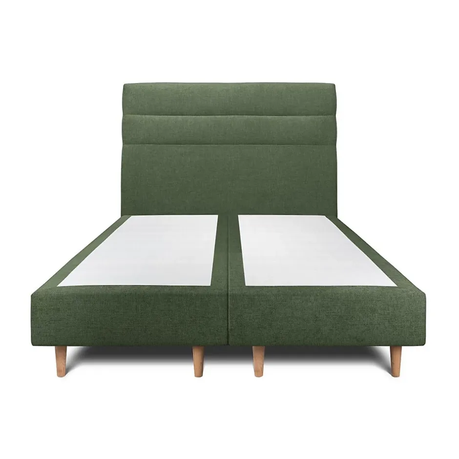 Sommeil De Plomb Lit avec tête de lit lignes tissu et sommier tapissier - Lit en bois massif Hot