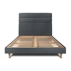 Sommeil De Plomb Lit avec tête de lit lignes velours et sommier kit - Lit en bois massif Clearance