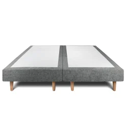 Sommeil De Plomb Lit avec tête de lit lignes tissu et sommier tapissier - Lit en bois massif Discount