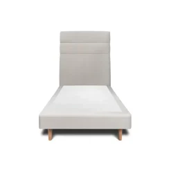 Sommeil De Plomb Lit avec tête de lit lignes velours et sommier tapissier - Lit en bois massif Outlet