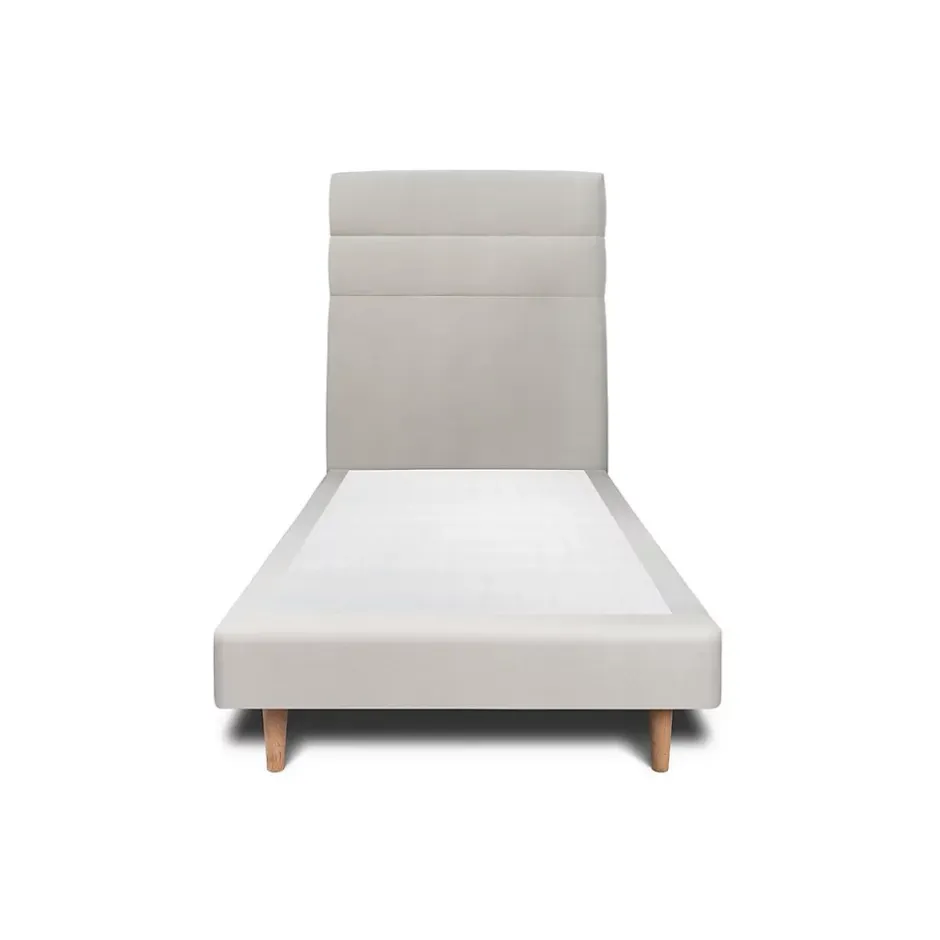 Sommeil De Plomb Lit avec tête de lit lignes velours et sommier tapissier - Lit en bois massif Outlet