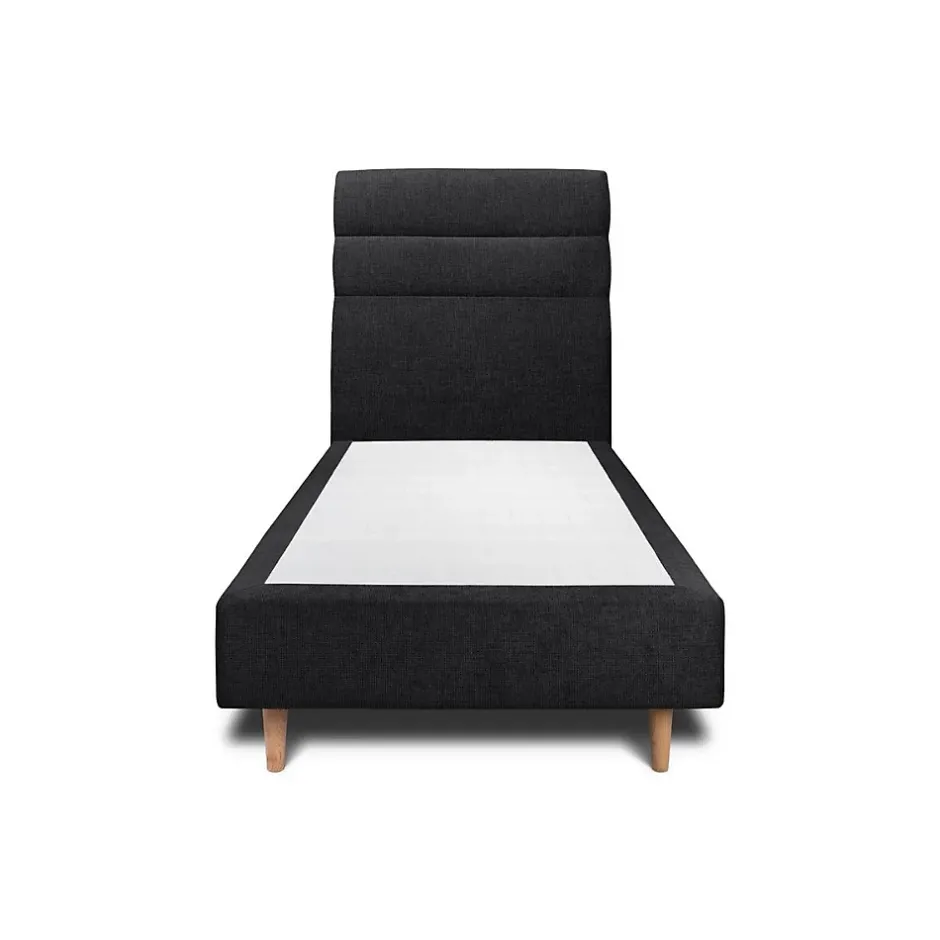 Sommeil De Plomb Lit avec tête de lit lignes tissu et sommier tapissier - Lit en bois massif Sale