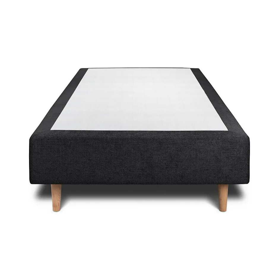 Sommeil De Plomb Lit avec tête de lit lignes tissu et sommier tapissier - Lit en bois massif Sale