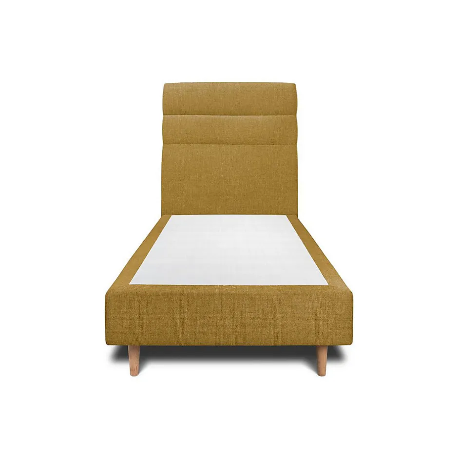 Sommeil De Plomb Lit avec tête de lit lignes tissu et sommier tapissier - Lit en bois massif