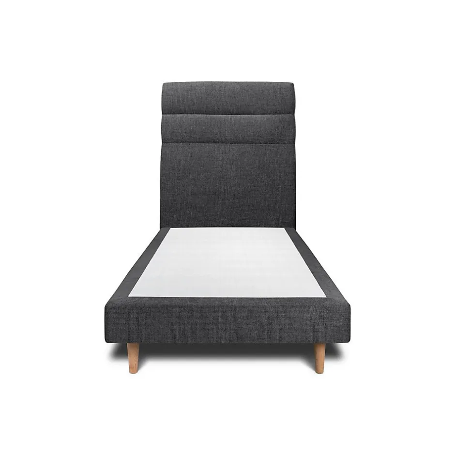 Sommeil De Plomb Lit avec tête de lit lignes tissu et sommier tapissier - Lit en bois massif