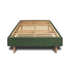Sommeil De Plomb Lit avec tête de lit lignes tissu et sommier kit - Lit en bois massif