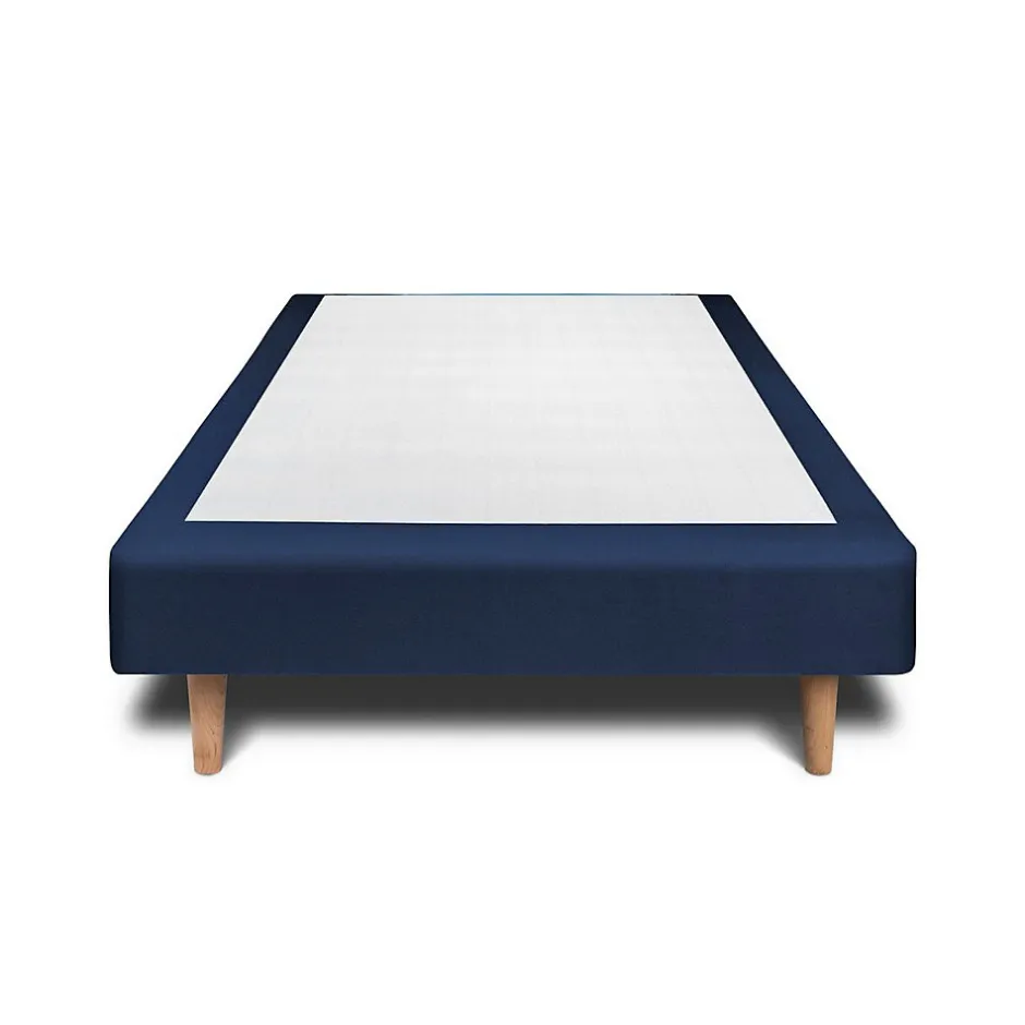 Sommeil De Plomb Lit avec tête de lit lignes velours et sommier tapissier - Lit en bois massif