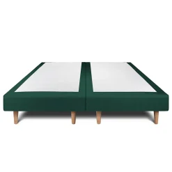 Sommeil De Plomb Lit avec tête de lit lignes velours et sommier tapissier - Lit en bois massif New