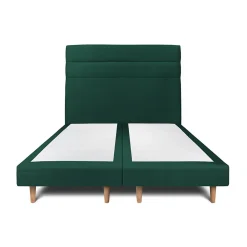 Sommeil De Plomb Lit avec tête de lit lignes velours et sommier tapissier - Lit en bois massif New
