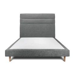 Sommeil De Plomb Lit avec tête de lit lignes tissu et sommier tapissier - Lit en bois massif Outlet