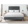 Sommeil De Plomb Lit avec tête de lit lignes velours et sommier tapissier - Lit en bois massif Outlet