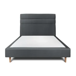 Sommeil De Plomb Lit avec tête de lit lignes velours et sommier tapissier - Lit en bois massif Outlet