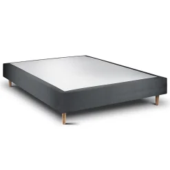 Sommeil De Plomb Lit avec tête de lit lignes velours et sommier tapissier - Lit en bois massif Outlet