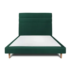 Sommeil De Plomb Lit avec tête de lit lignes velours et sommier tapissier - Lit en bois massif Online