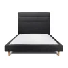 Sommeil De Plomb Lit avec tête de lit lignes tissu et sommier tapissier - Lit en bois massif Outlet
