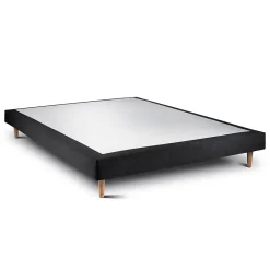 Sommeil De Plomb Lit avec tête de lit lignes tissu et sommier tapissier - Lit en bois massif Outlet